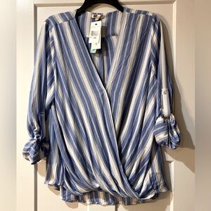 Kut from the Kloth cross front blouse, size L, NWT